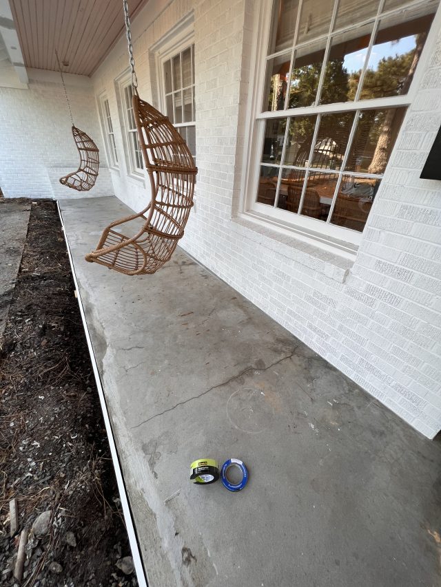 concrete porch makeover - before photo of our front porch makeover by sugar & cloth