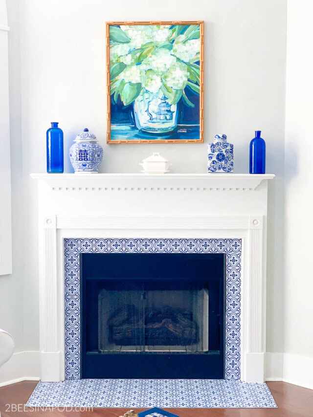 Fireplace Makeover with Sticker Tiles