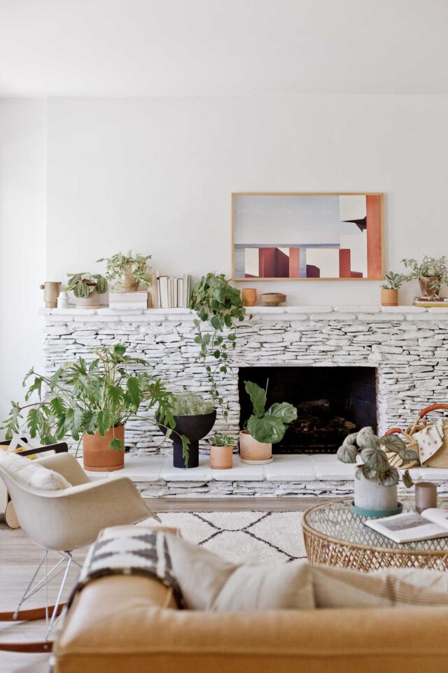 Before and After: Fireplace Makeover for stone fireplace