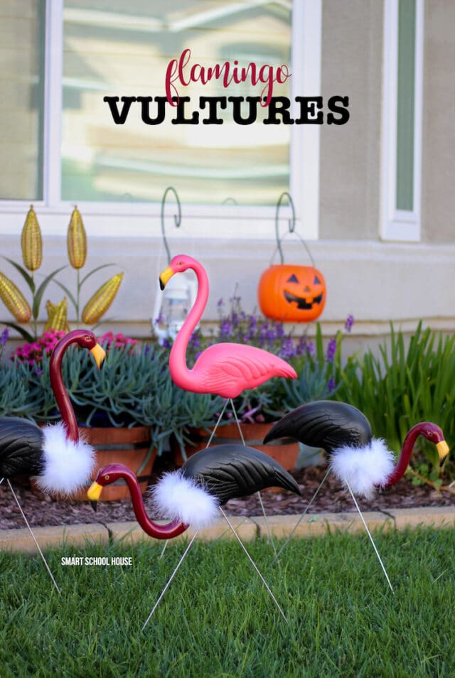 DIY Flamingo Vultures for Best DIY Outdoor Halloween Decorations for Front Yard