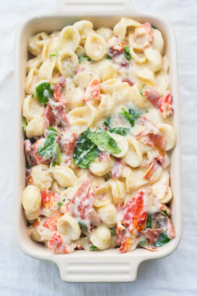 Lobster Mac and Cheese with Prosciutto and Spinach