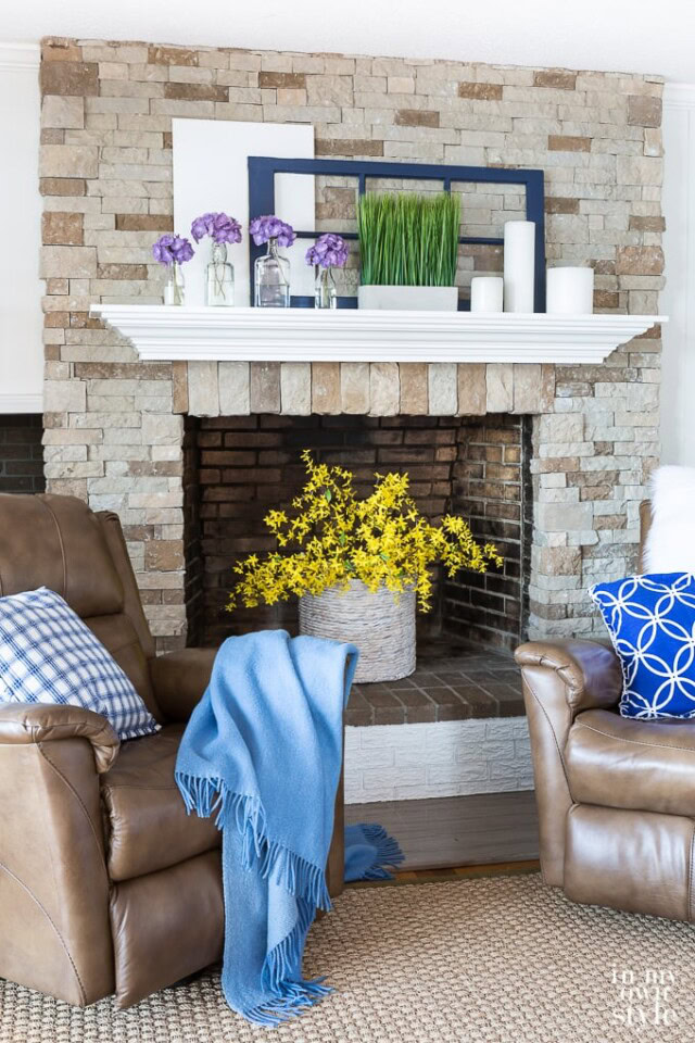 Empty fireplace ideas with flowers