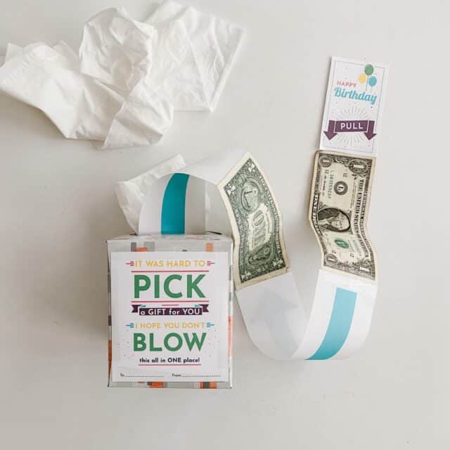 Tissue Box Money Roll for money gift ideas