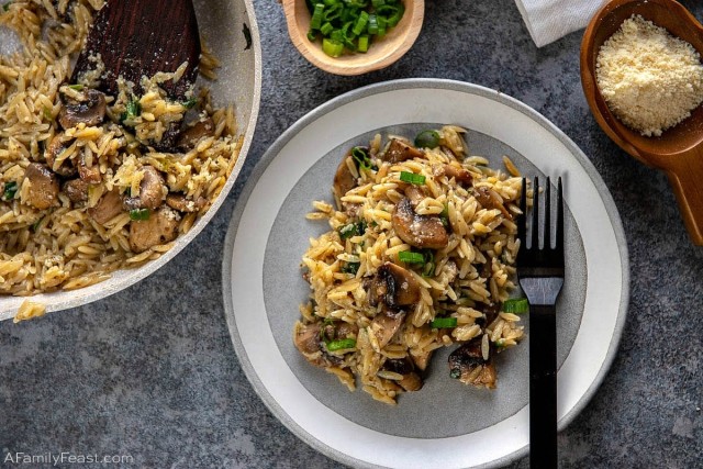 Orzo with Mushrooms, Scallions and Parmesan for best pasta side dishes