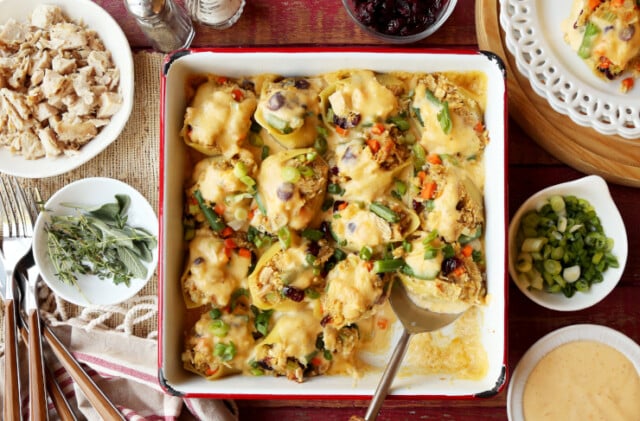 Stuffed Thanksgiving Pasta Shells for pasta side dishes