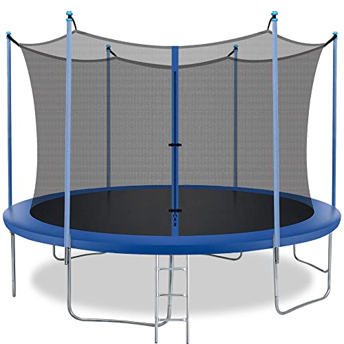 8FT Trampoline with Enclosure Net Outdoor Jump Rectangle Trampoline - ASTM Approved-Combo Bounce Exercise Trampoline with PVC Spring Cover Padding for Kids and Adults,Blue