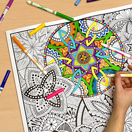 Giant Coloring Poster Mandala Madness for Kids and Adults - Great for Family Time, Girls, Boys, Arts and Crafts, Adults, Care Facilities, Schools and Group Activities (1 Pack)