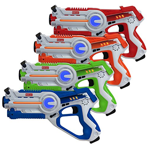 Kidzlane Laser Tag Guns Set of 4 | Lazer Tag Guns for Kids with 4 Team Players | Indoor and Outdoor Laser Tag Play Toy for Kids and Teens Boys and Girls | Ages 8+