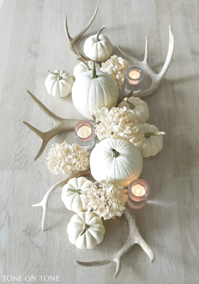 White Centerpiece for DIY Thanksgiving Table Decorations 