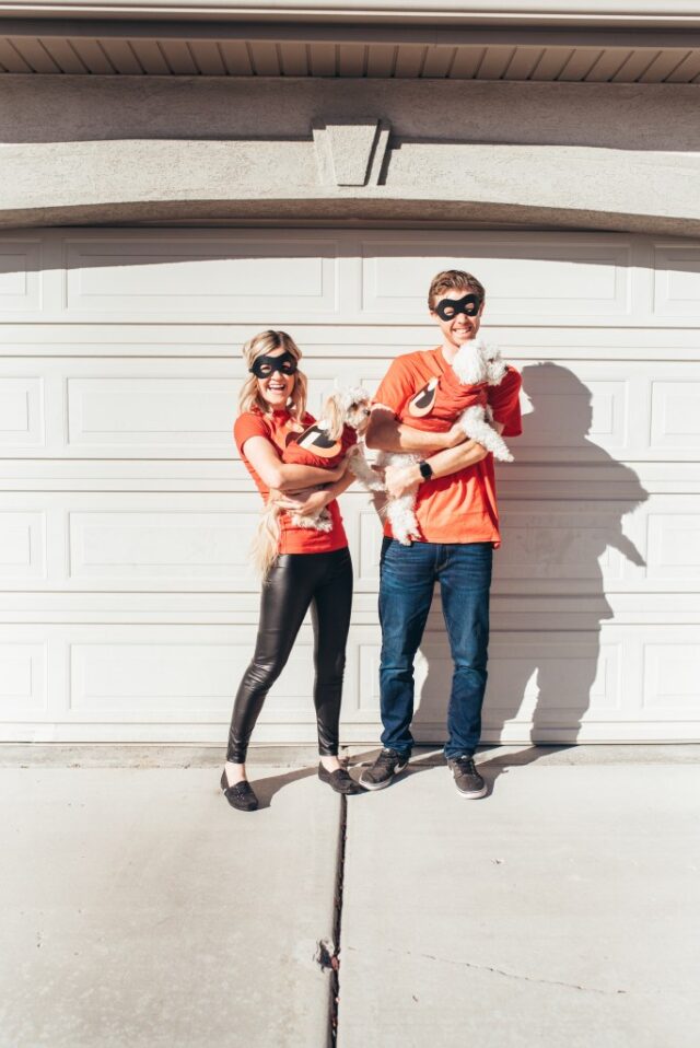 The Incredibles Costume for couple and dog halloween costume ideas