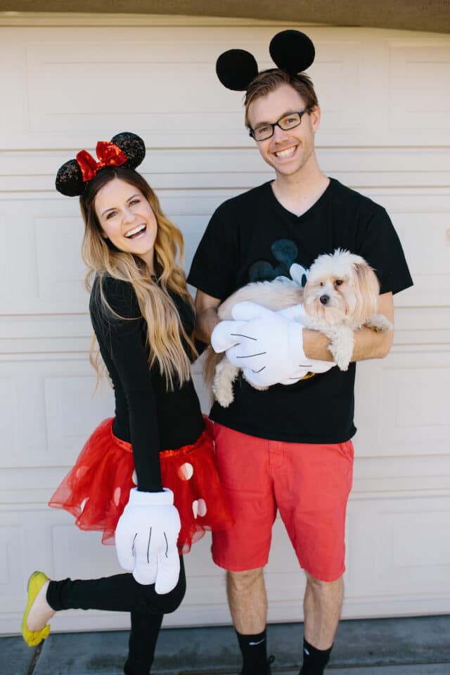 Mickey and Minnie Mouse and Pluto Costume for couple and dog costumes
