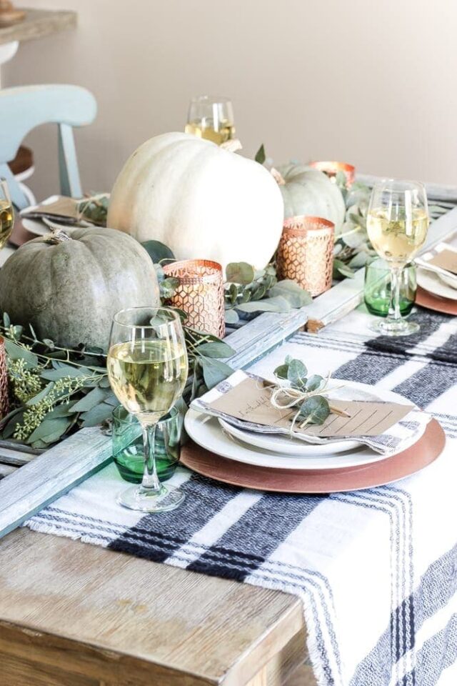 Green and Copper Thanksgiving Centerpiece