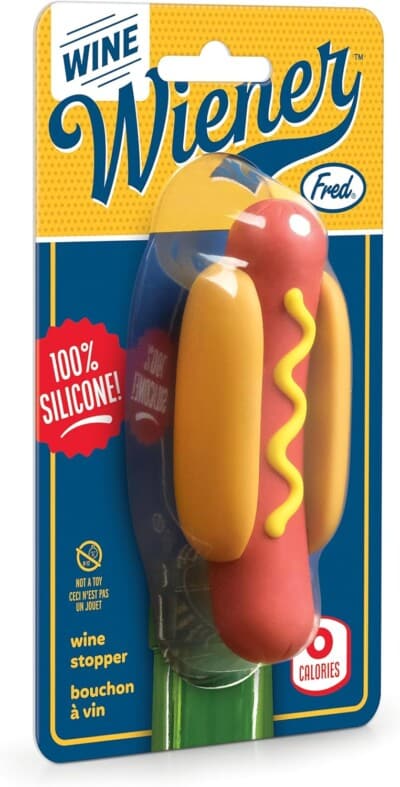 Hot Dog Wine Bottle Stopper for dirty santa gifts