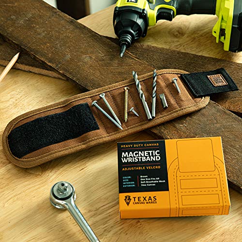 Magnetic Wristband Handcrafted of Premium Canvas to Hold Screws, Nails, DIY Unique Cool Gift For The Man Who Has Everything Texas Canvas Wares