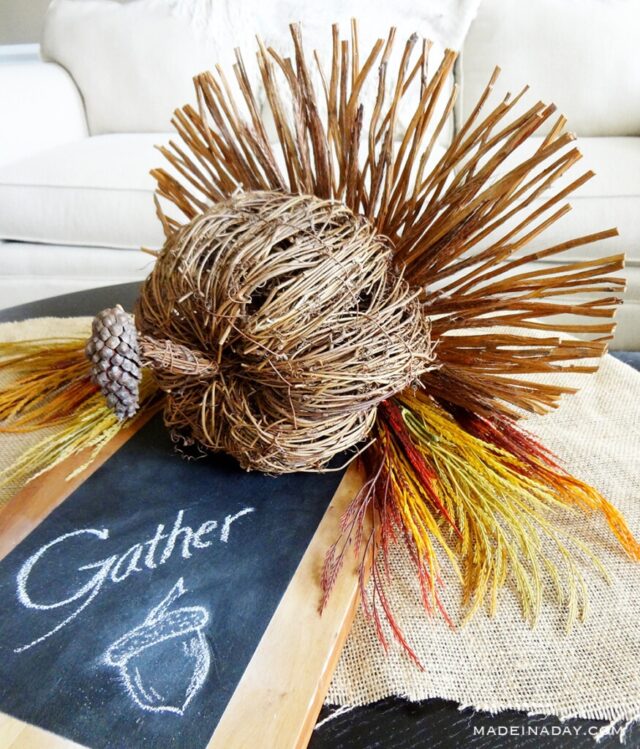 Twigs Turkey Centerpiece for DIY Turkey Decor Ideas