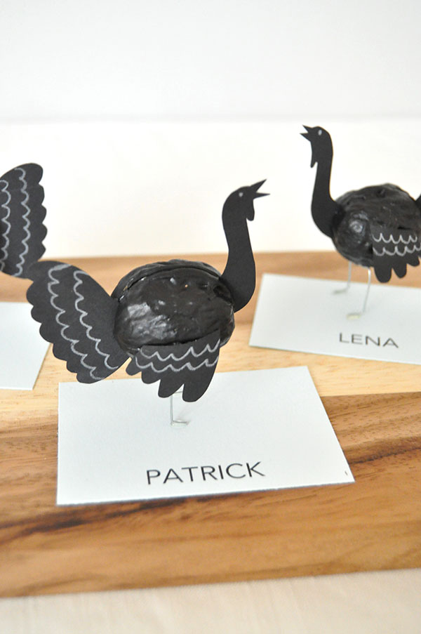 Walnut Turkey Place Cards for DIY Turkey Decor Ideas