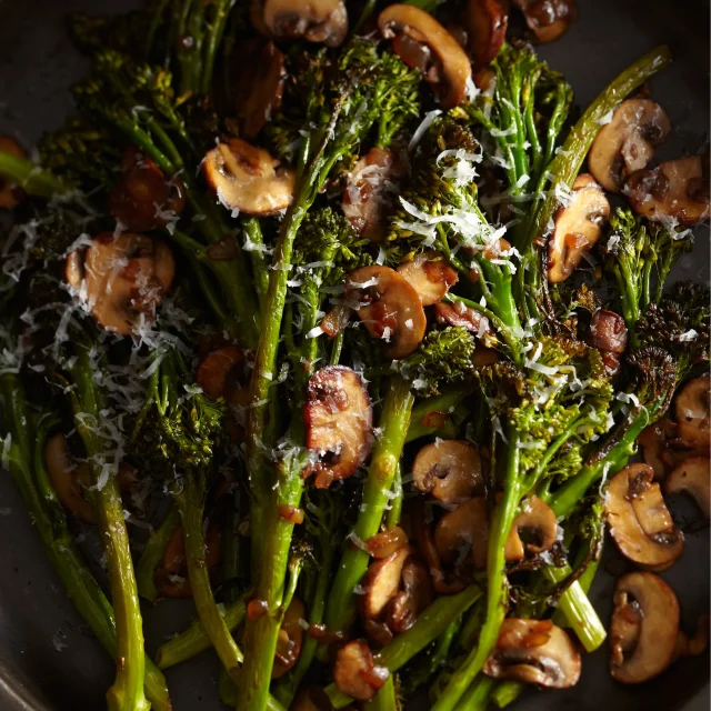  Roasted Broccolini with Winey Mushrooms for Christmas vegetable dishes idea