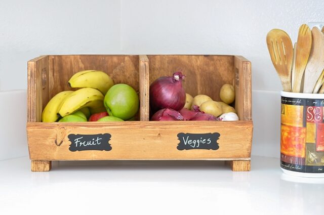 DIY Vegetable Storage Bin for scrap wood project ideas