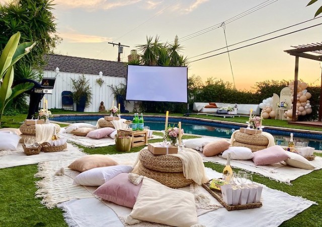 Backyard Movie Night Party for a Valentine's Day Party Idea