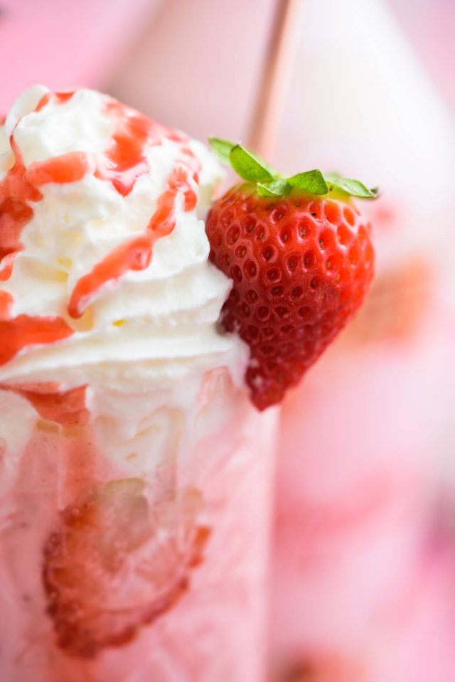 close up shot of the Baileys strawberries and cream pink mudslide