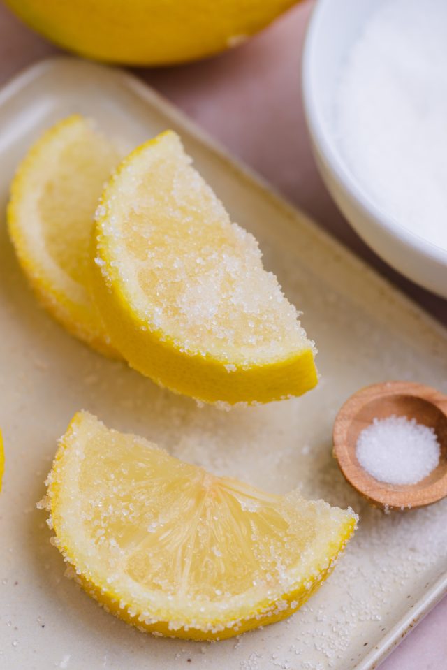 lemon slices dipped in sugar