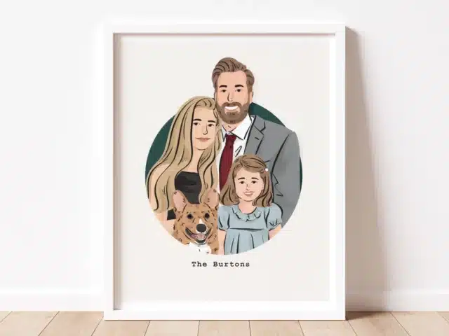 Custom Family Portrait illustration for valentine's day gifts for husband