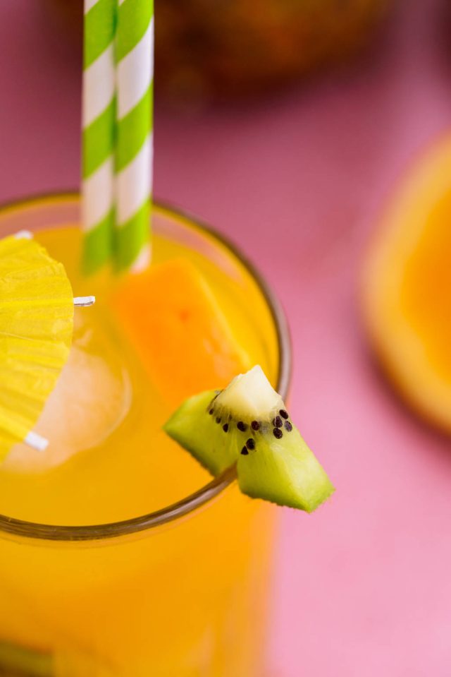 top view of the Jungle juice with orange and kiwi garnish