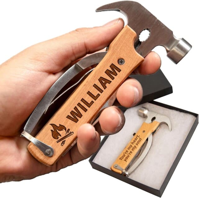 Personalized All in One Survival Tools Hammer Multitool Gifts for Men, Stocking Stuffers for Him, Gifts for Him Husband Dad Grandpa Son for Christmas, Tools For Dad, Mens Birthday