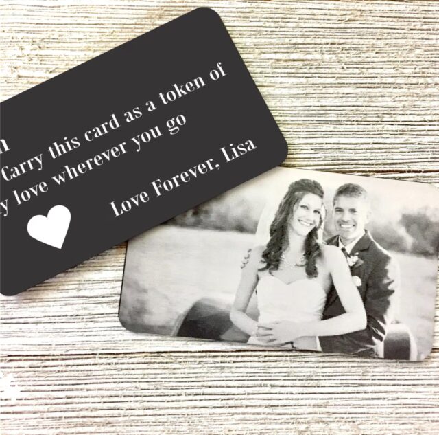 Engraved HANDWRITING Picture Wallet Card - Photo Wallet Insert for Valentines Gifts for Husband