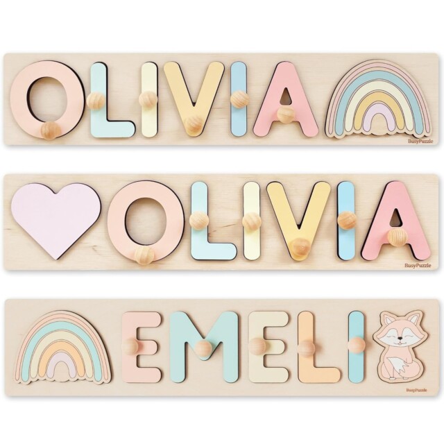 Name Puzzle With Pegs Personalized Wooden Name Puzzle Wooden Toys Custom Name Puzzle by BusyPuzzle Christmas Present Personalized Birthday Baby 1 Year Old...
