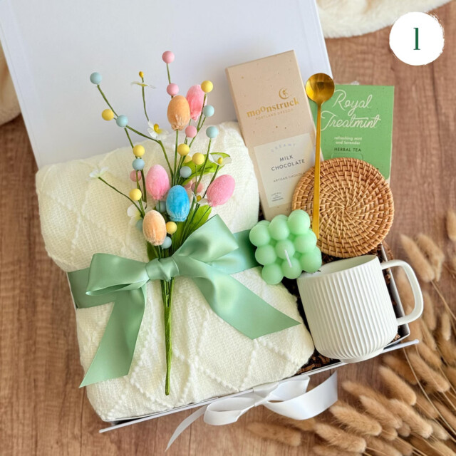 Hygge Easter Basket Gift &ndash; Spring Gift Box, Warm Easter Gifts, Easter Care Package, Easter Gift Box for Her for personalized easter gifts