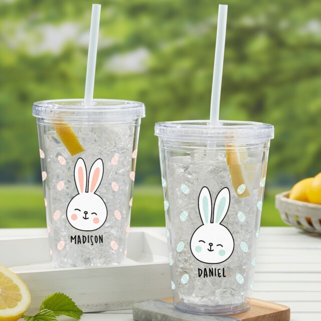 Bunny Treats Personalized 17 oz. Acrylic Insulated Tumbler, Easter Gifts, Gifts for Kids, Easter Basket Stuffers for personalised easter gifts