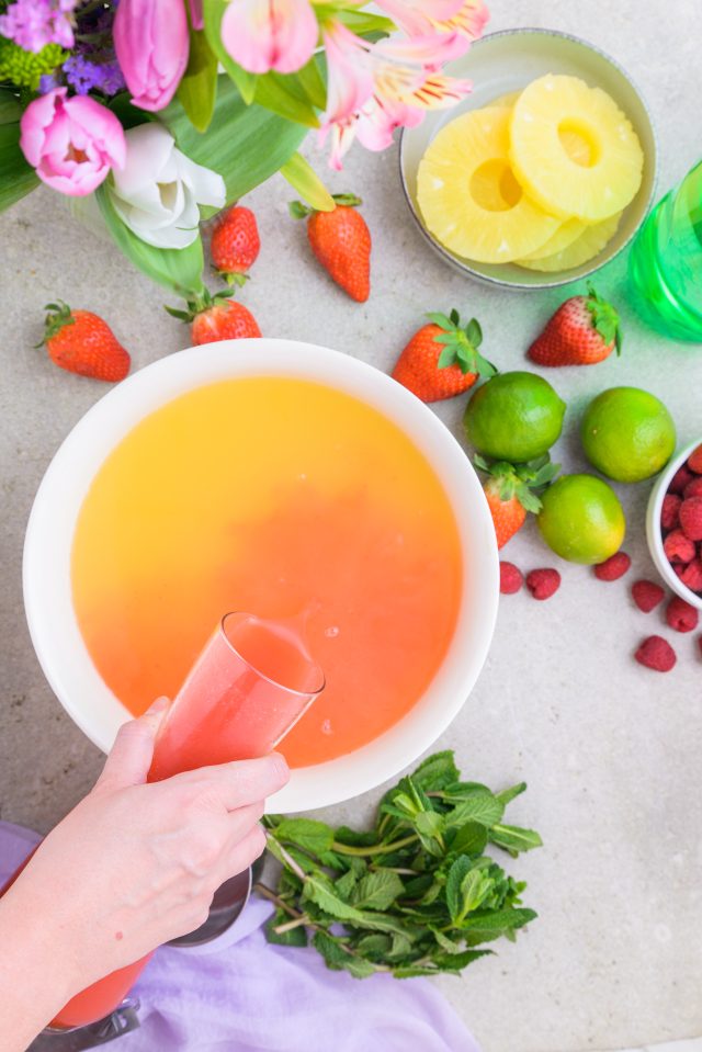 simply combine all the liquids in a punch bowl by Ashley Rose of Sugar & Cloth