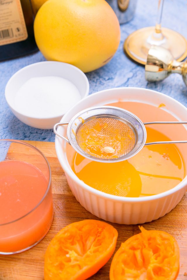 making tangerine juice for an Easter Margarita by Sugar & Cloth