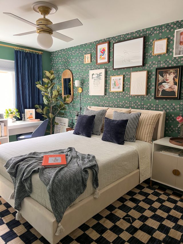 a small office home bedroom makeover by Ashley Rose of Sugar & Cloth