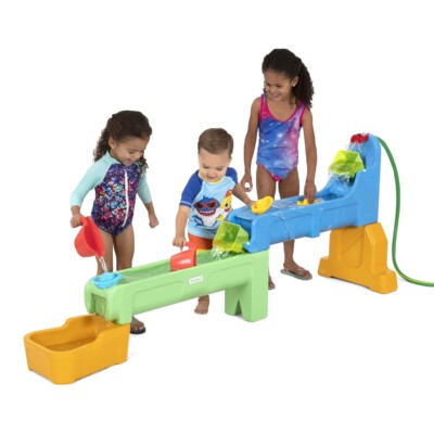 Simplay3 Rushing River Falls Multi-Level Toddler Outdoor Water Play Table, Expandable Splash Table for Kids Ages 1.5+ - Includes 9 Piece Water Toy Accessories, Made in USA
