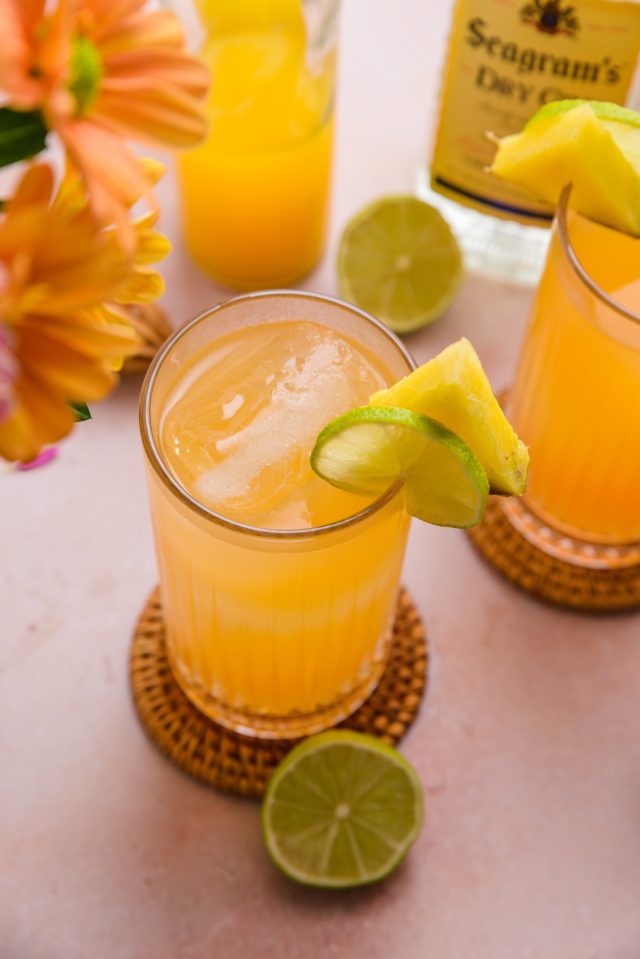 Gin and Juice Cocktail with Mango Juice and Pineapple Juice