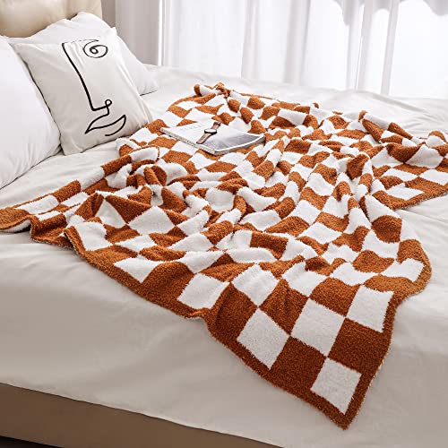 Checkered Throw Blanket Super Soft Luxurious Warm Blanket for Couch Reversible Blanket for Bed Sofa 60x80 Inches Checkered Pattern Blanket Rust and White Checkered Throw Blanket Super Soft Luxurious Warm Blanket for Couch Reversible Blanket for Bed Sofa 60x80 Inches Checkered Pattern Blanket Rust and White