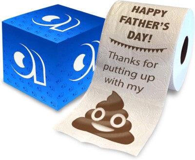 Printed TP Happy Fathers Day Thanks for Putting Up With My Printed Toilet Paper Roll – Funny Novelty Gag Gift Prank, Cute Gifts for Dad, Husband, Boyfriend – Best Dad Gift - 500 Sheets for funny Father's Day gifts