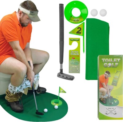 Fairly Odd Novelties Potty Putter Toilet Time Golf Game - Mini Golf Set for the Bathroom - Funny Birthday Gifts for Men - Hilarious Dad Gifts Gag Gifts for Husband, Boyfriend, Men