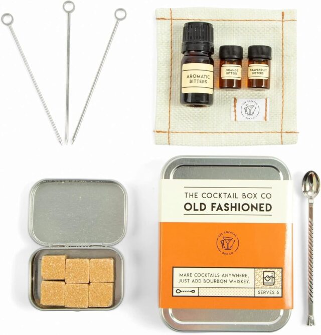 Old Fashioned Cocktail Kit - The Cocktail Box Co. Premium Travel Cocktail Kits | Old Fashioned Kit, Muddler, Cocktail Sugar Cubes, Bitters for Cocktails | Old Fashioned Bar Mixology, Old Fashioned Mix