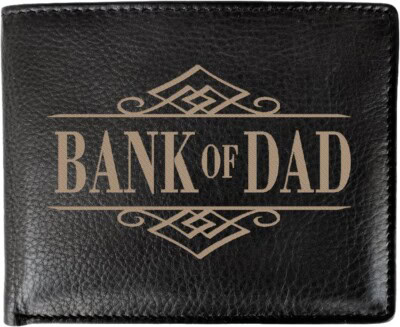 RFID Blocking Personalized BANK OF DAD Bifold Wallet Custom Wallets for Men Funny Fathers Day Gift Birthday Present Idea for Daddy