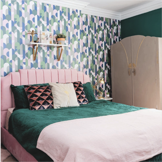 Pink Emerald Green Bedroom