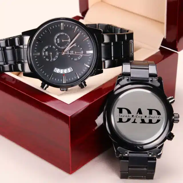 ngraved Watch For Dad With Kids Names, Personalized Father's Day Gift For Dad Engraved Stainless Steel Watch, Christmas Gift For Stepdad