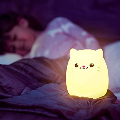 Lumipets Kitty Cat Night Light for Kids, Silicone Nursery Light for Baby Room and Toddler, Portable Night Light for Kids Room, Rechargeable Animal Lights for Girls and Boys, Kawaii Lamp