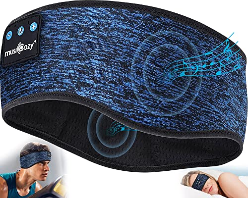 MUSICOZY Bluetooth 5.2 Headband Sports Sleep Headband Headphones, Wireless Music Sleeping Headphones Sleep Eye Mask Earbuds for Workout Running Insomnia Travel Yoga Cool Gadgets