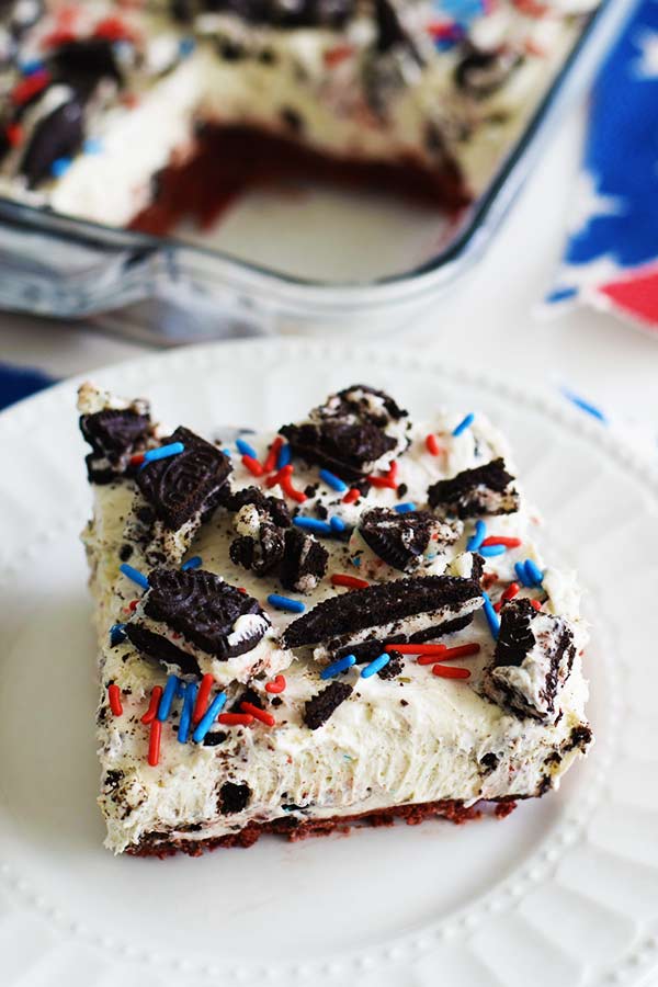 No Bake Fireworks Oreo Cheesecake Bars for Fourth of July desserts