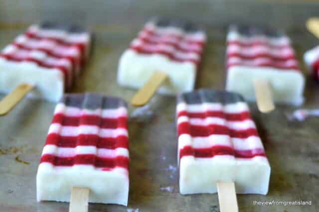 Red White and Blueberry Yogurt Popsicles