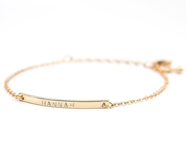 16K Gold Your Name Bar Bracelet for Amazon Birthday Gifts