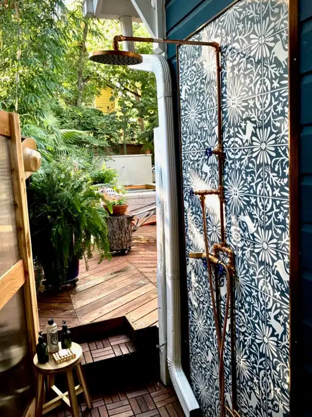 Outdoor Shower with DIY Copper Fixture for outdoor shower ideas